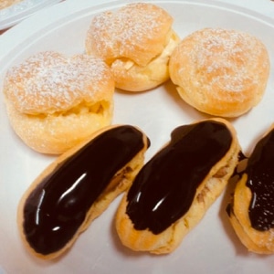 Profiteroles and Chocolate Eclairs