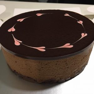 chocolate mousse with mirror glaze